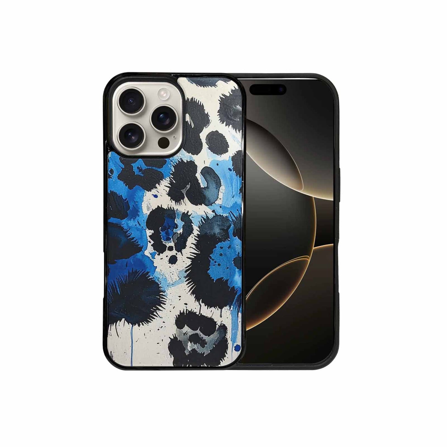 iPhone 16 Pro Max Case — Animal Print Black Blue Ink Animal, Custom Printed Phone Case