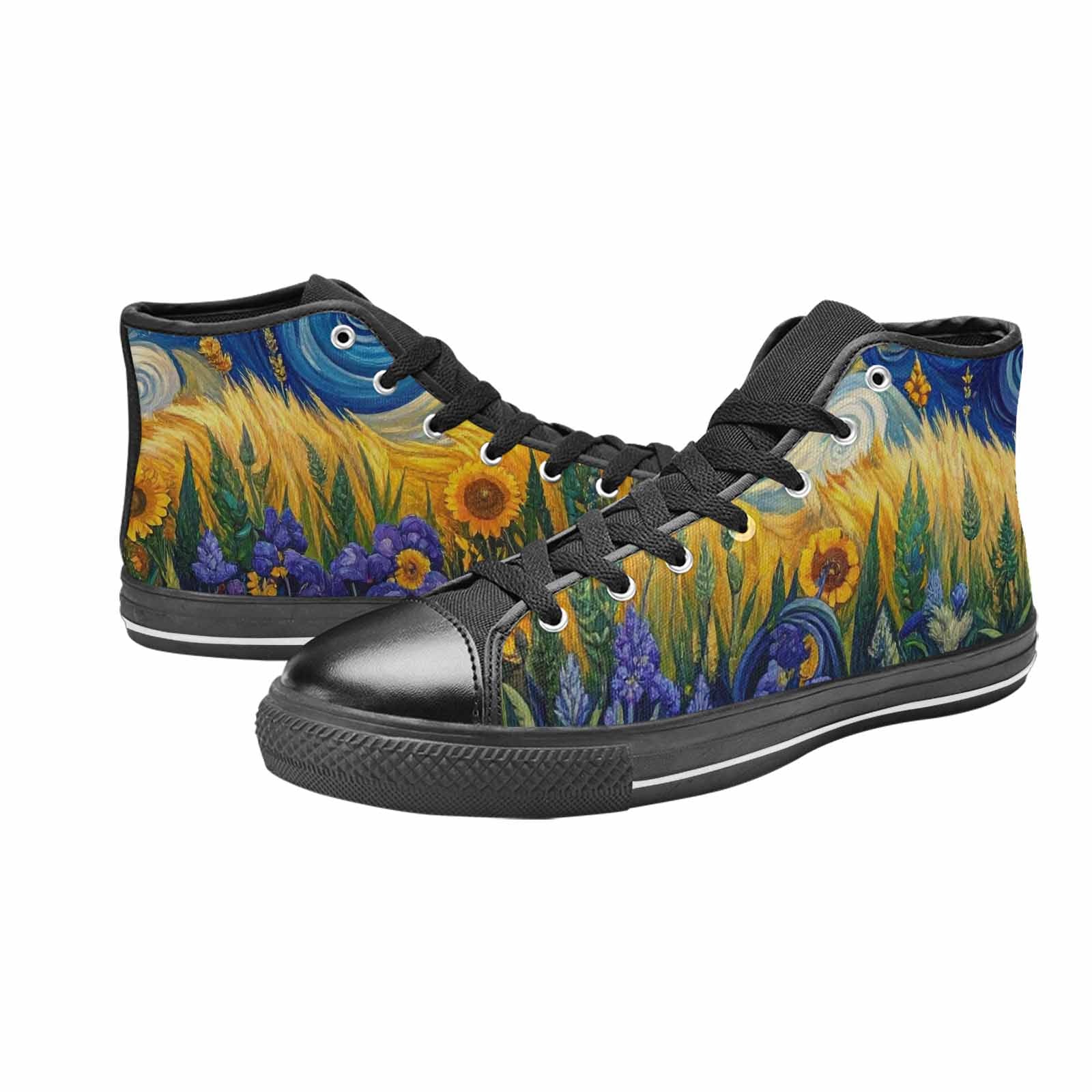 MEN'S Van Gogh-Style Swirl High Top Canvas Vivid Custom Sneakers