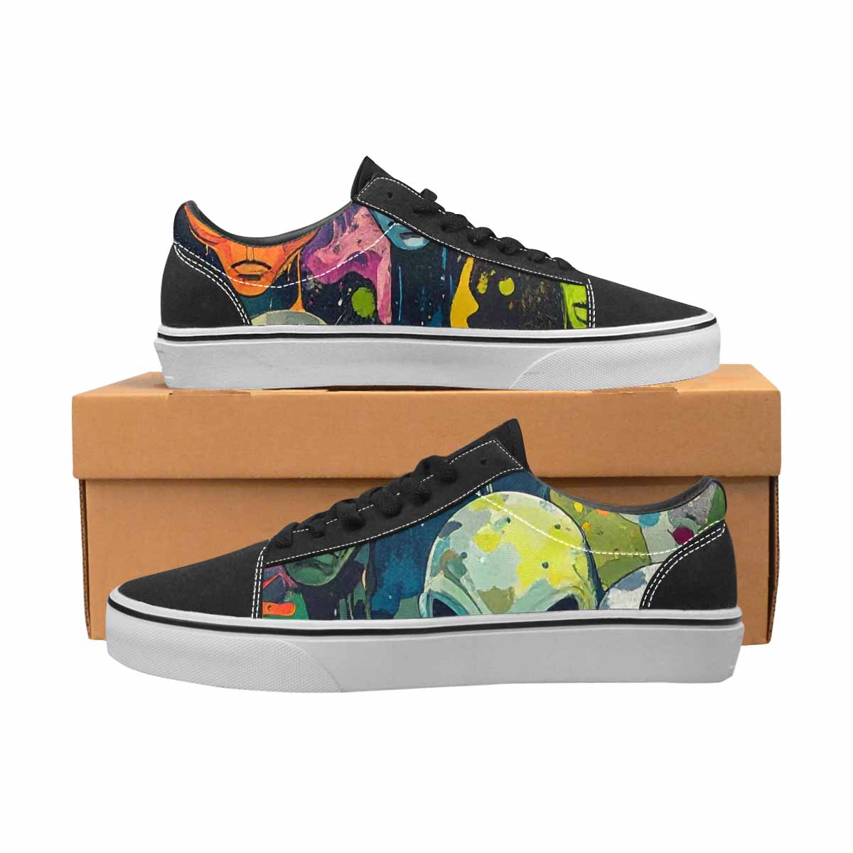 WOMEN'S Aliens × Camo Aliens Lace-Up Canvas Melting Art Sneakers