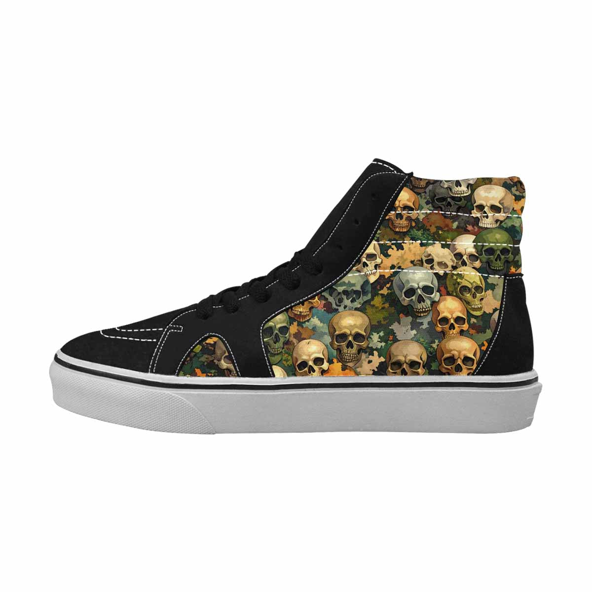 MEN'S Skulls  Camo Skulls High Top Canvas Wallpaper Art Custom Sneakers