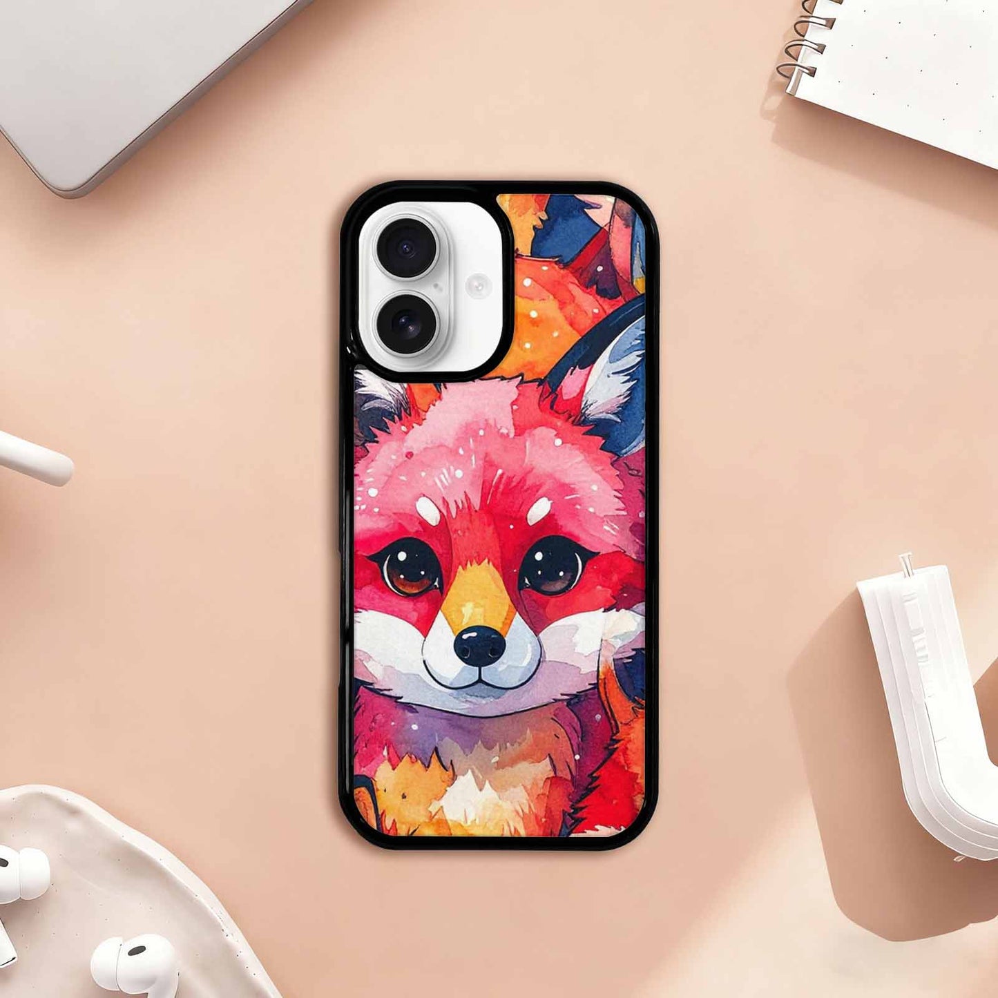 iPhone 17 Case — Watercolor Kawaii Fox Watercolor Abstract, Personalized Phone Case
