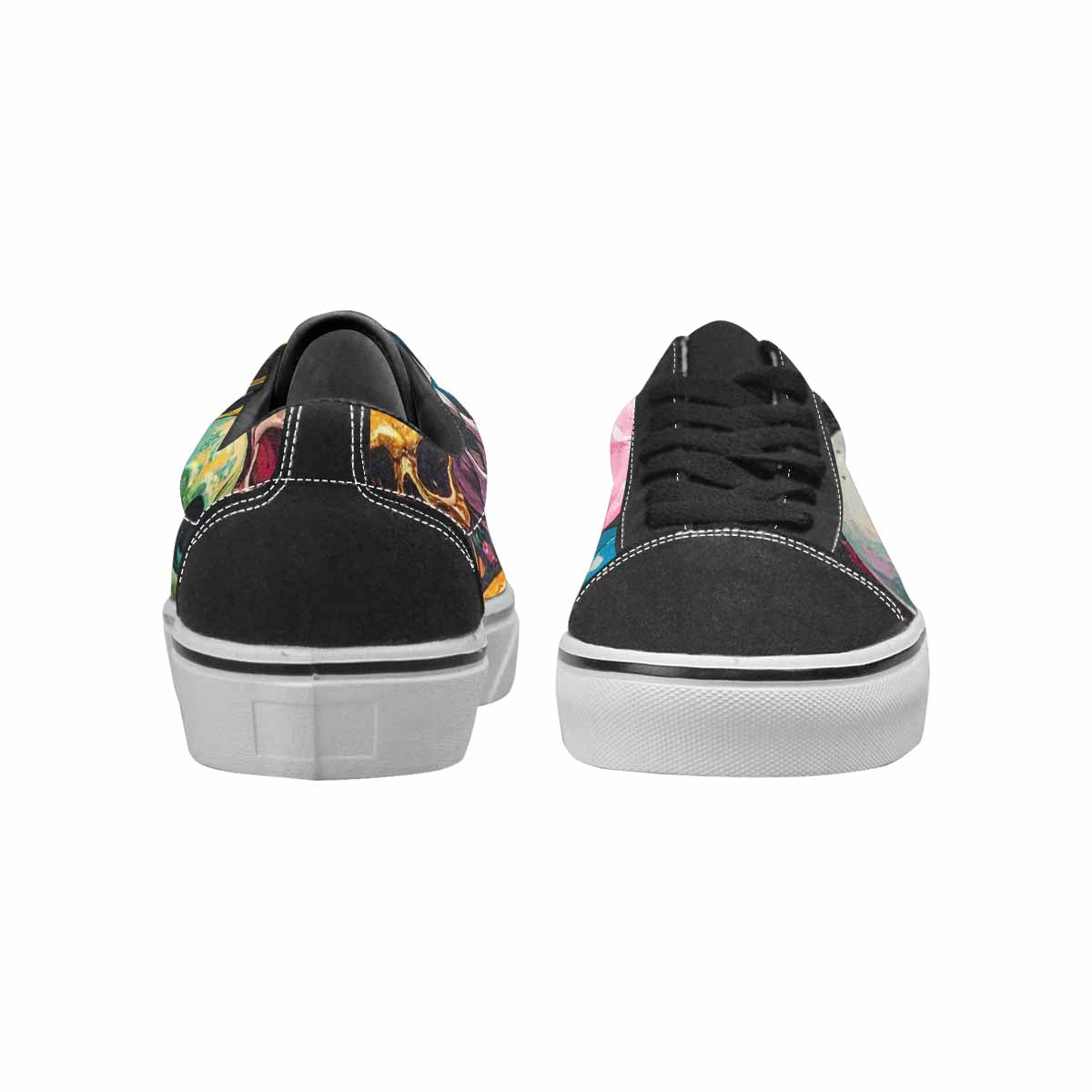 WOMEN'S Skulls  Marble Skulls Lace-Up Canvas Kaleidoscope Custom Sneakers