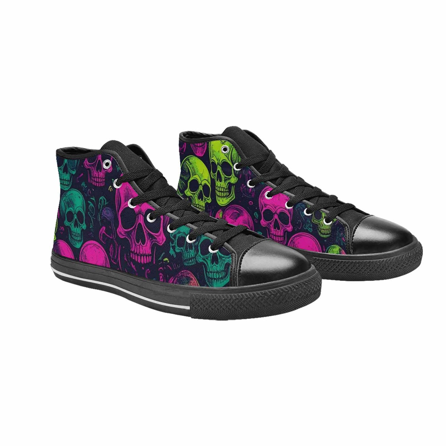 WOMEN'S Skulls - Neon High Top Canvas Dreamcore Custom Shoes