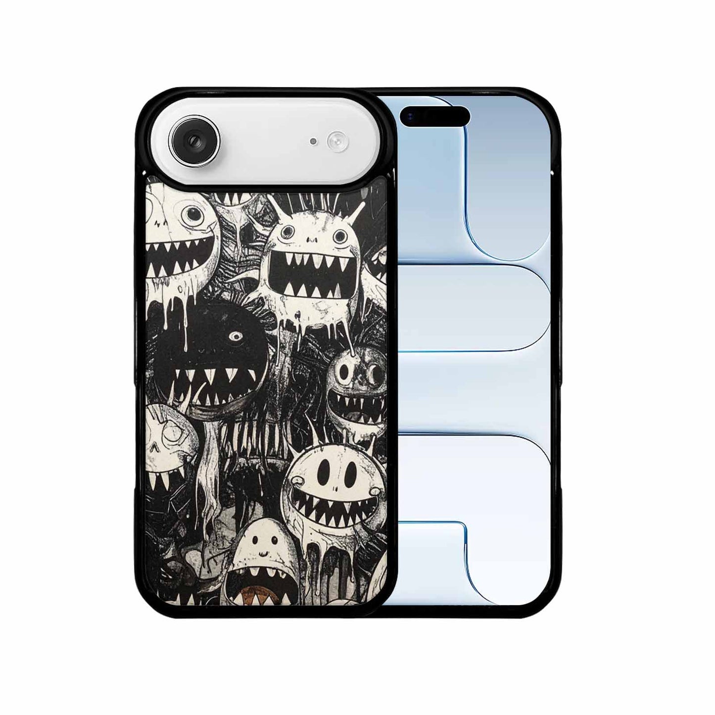iPhone 17 Air Case — Black Ink Linework Creature Pattern Original, Custom Print Case Cover