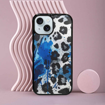 iPhone 15 Case — Animal Print Black Blue Ink Animal, Customized Protective Case