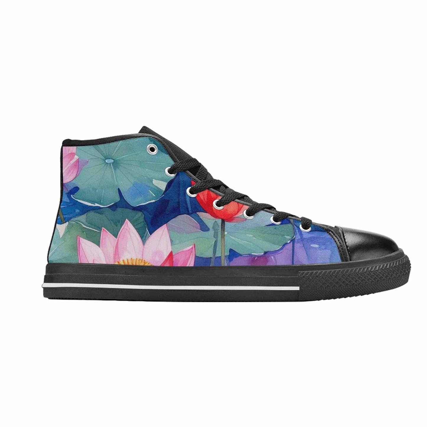WOMEN'S Monet-Style Impressionist Water High Top Canvas Neon Fantasy Custom Sneakers