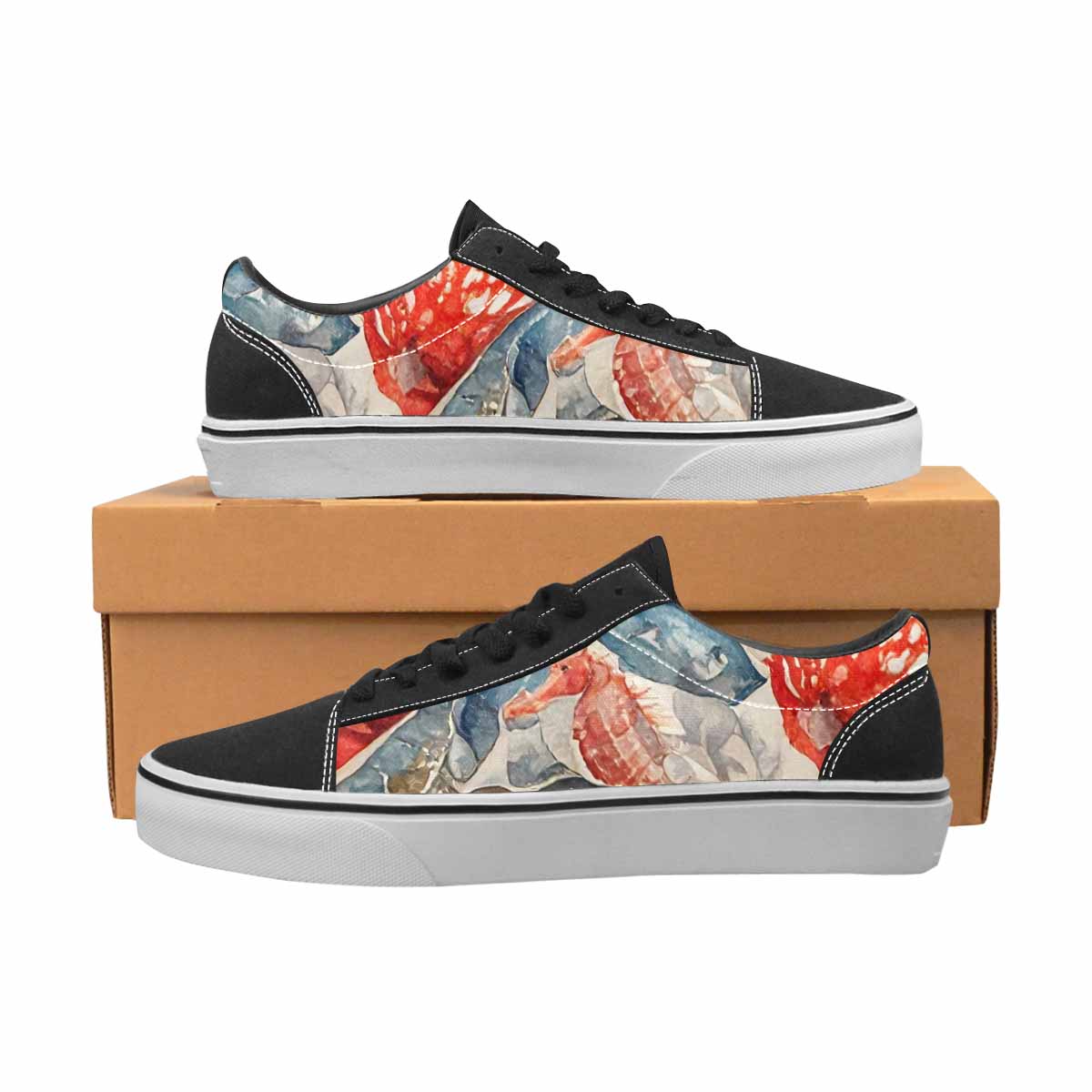 WOMEN'S Fish Scale Coral Canvas Lace-Up Cottagecore Custom Shoes