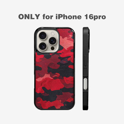 iPhone 16 Pro Case — Tactical Camo Red Black Custom, Custom Made Phone Cover