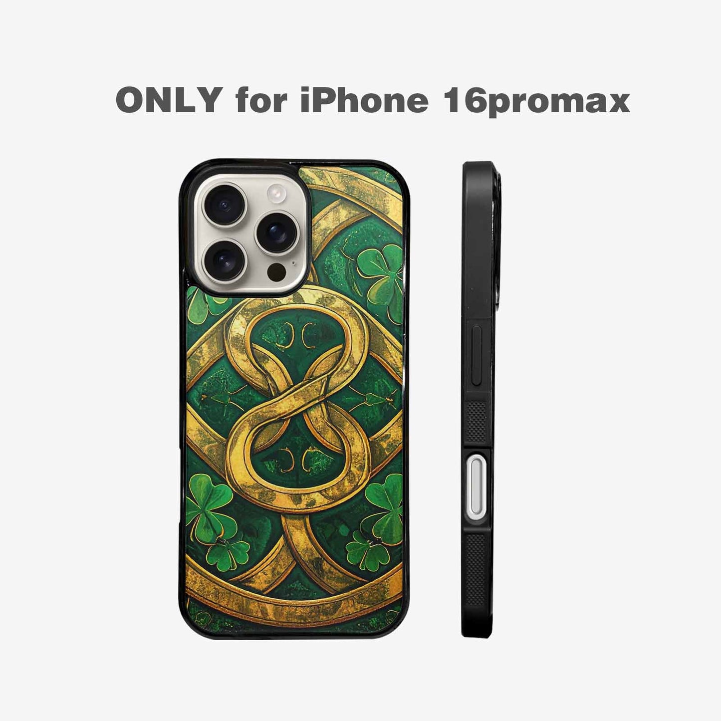 iPhone 16 Pro Max Case — Irish Celtic Knot Pattern Shamrocks Seamless, Original Design Phone Case