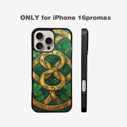 iPhone 16 Pro Max Case — Irish Celtic Knot Pattern Shamrocks Seamless, Original Design Phone Case