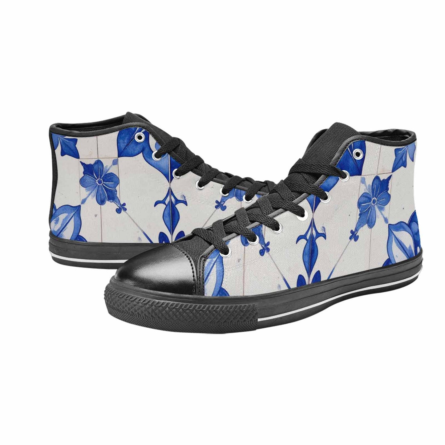 MEN'S Talavera Tile Floral High Top Canvas Vibrant Chaos Custom Shoes