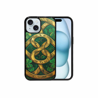 iPhone 15 Case — Irish Celtic Knot Pattern Shamrocks Seamless, Custom Phone Case