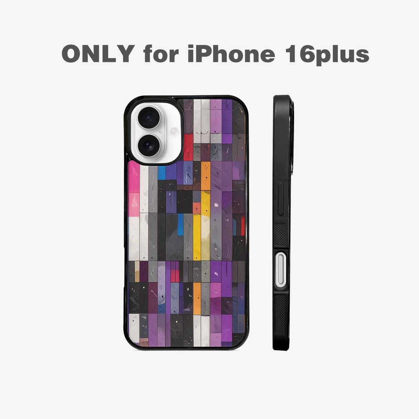 iPhone 16 Plus Case — Asexual Flag Color Theme Small Rainbow, Original Design Phone Case