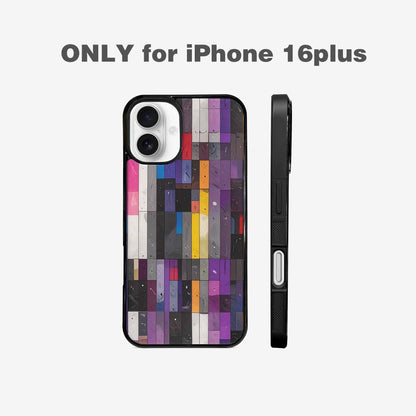 iPhone 16 Plus Case — Asexual Flag Color Theme Small Rainbow, Original Design Phone Case