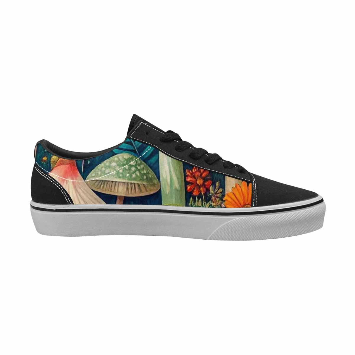 WOMEN'S Mushrooms  Botanical Mushrooms Lace-Up Canvas Wallpaper Art Sneakers
