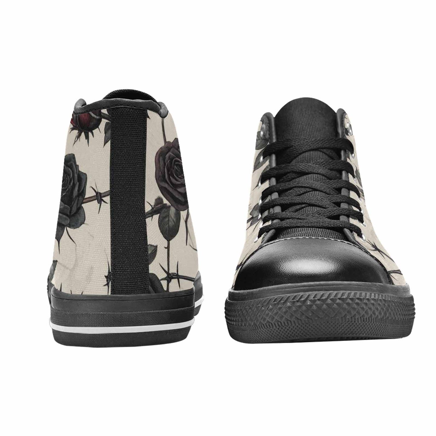 MEN'S Black Gothic Rose High Top Canvas Neon Fantasy Custom Sneakers