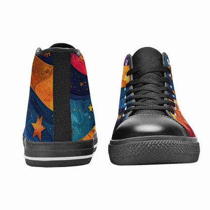 WOMEN'S Steampunk Galaxy High Top Canvas Wallpaper Art Custom Sneakers