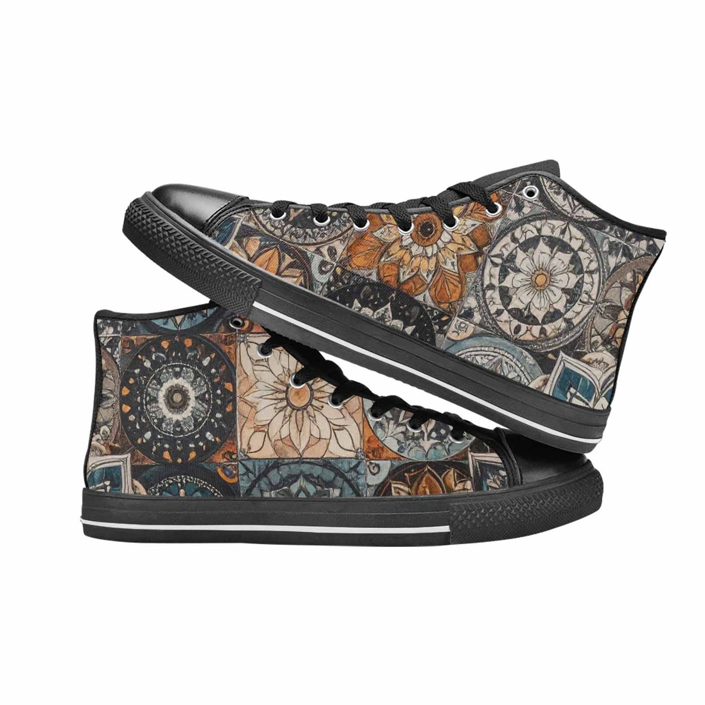 MEN'S Mandala High Top Canvas Vibrant Chaos Custom Sneakers