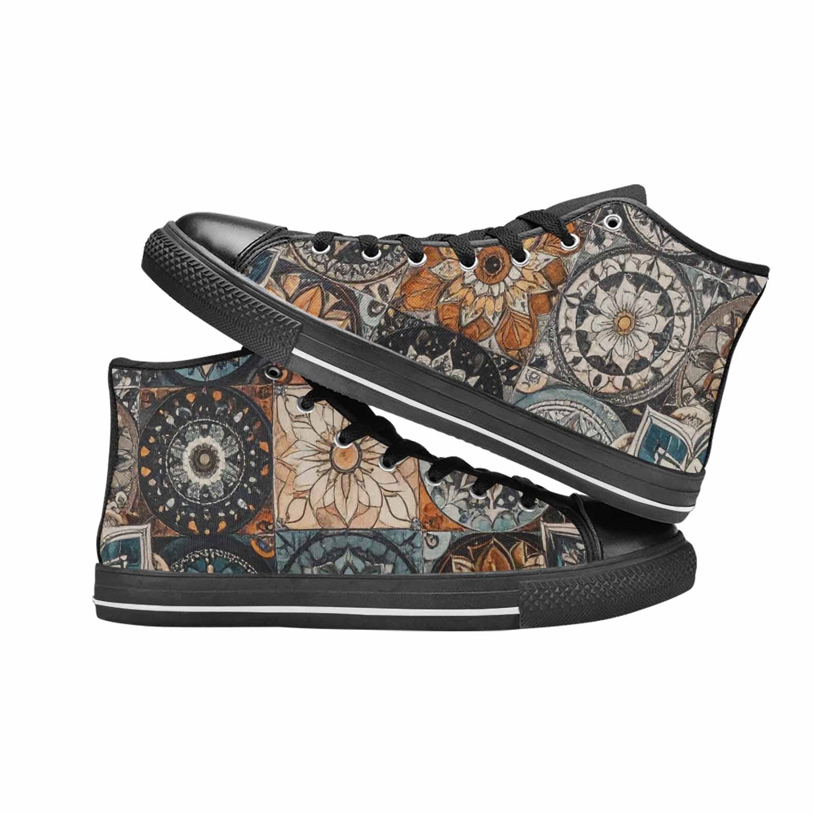 MEN'S Mandala High Top Canvas Vibrant Chaos Custom Sneakers