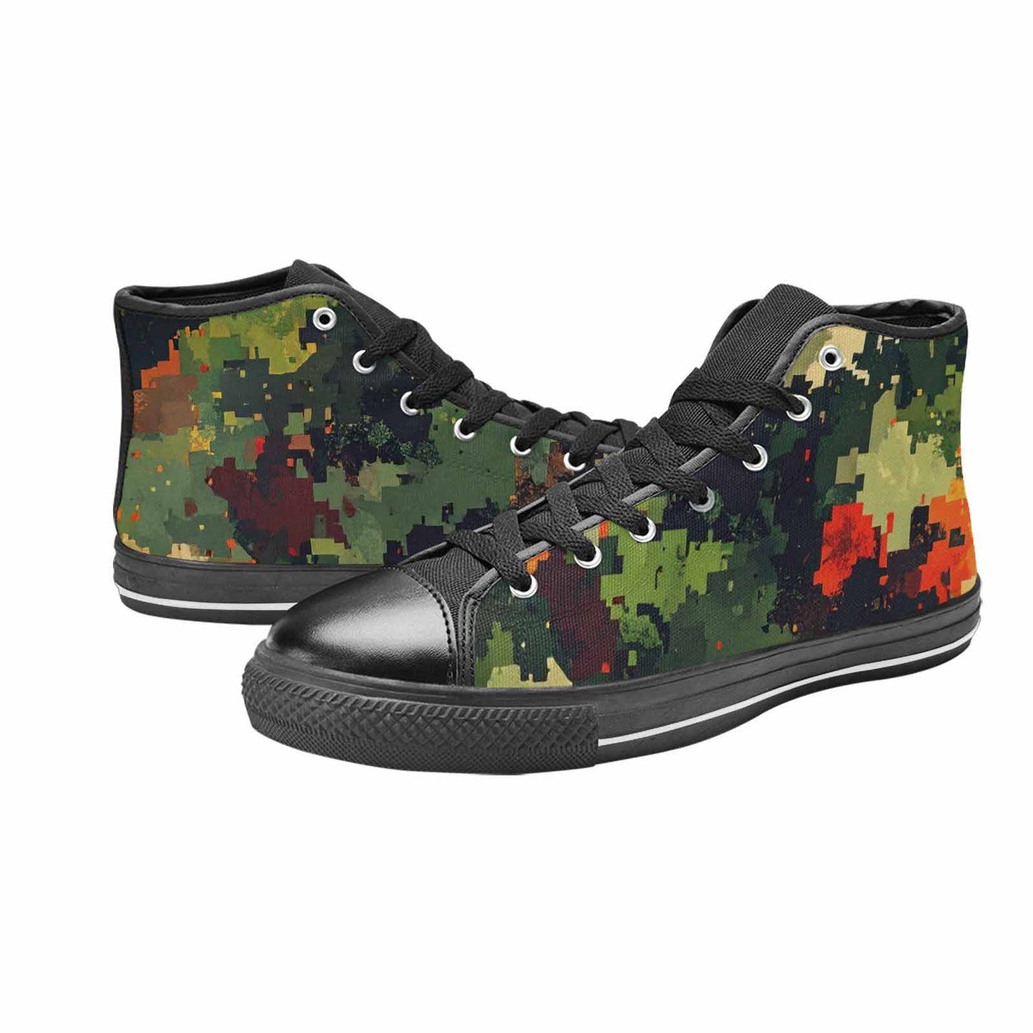 MEN'S Military Camouflage Blotch High Top Canvas Wallpaper Art Custom Sneakers