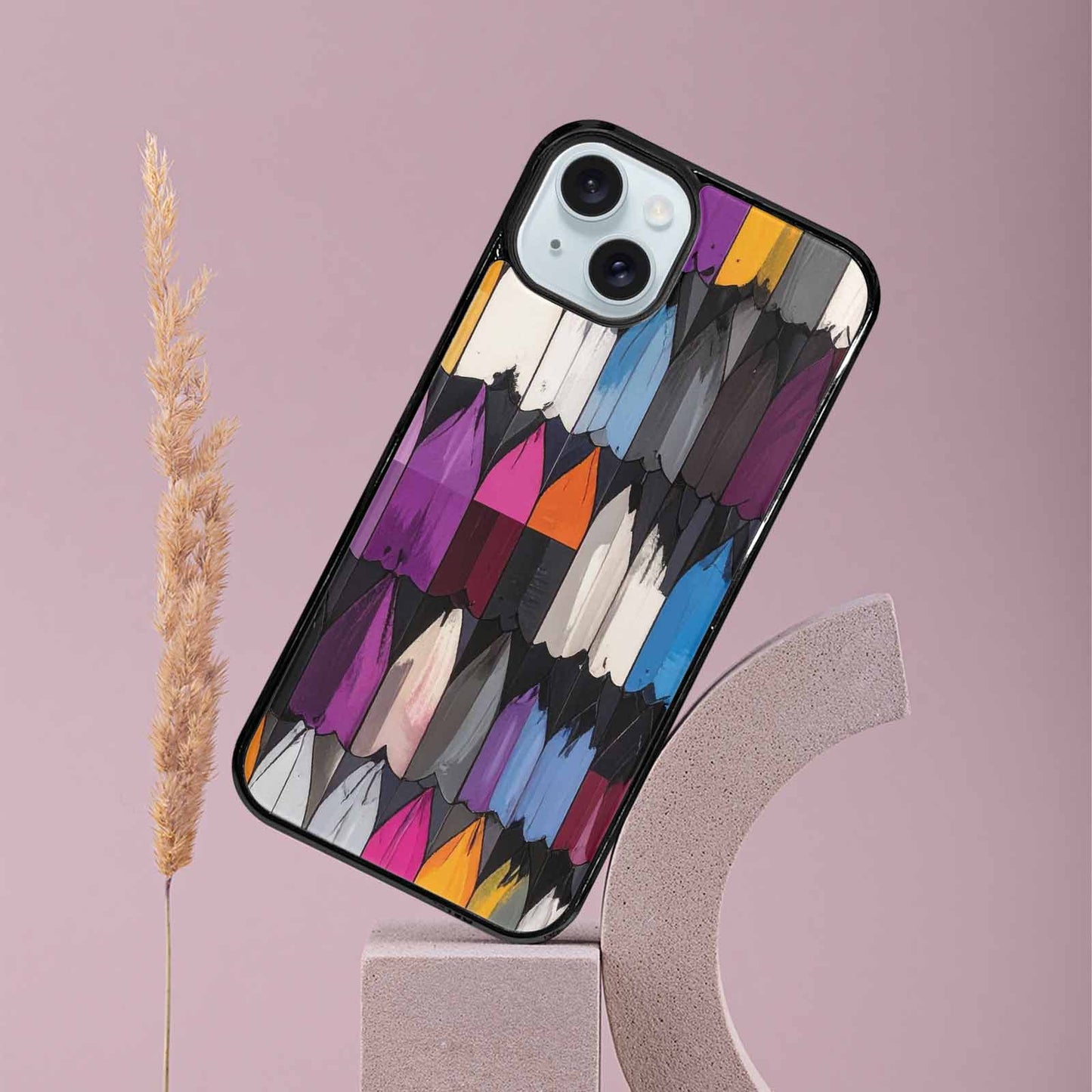 iPhone 15 Plus Case — Asexual Flag Color Theme Small Rainbow, Unique Phone Case Design