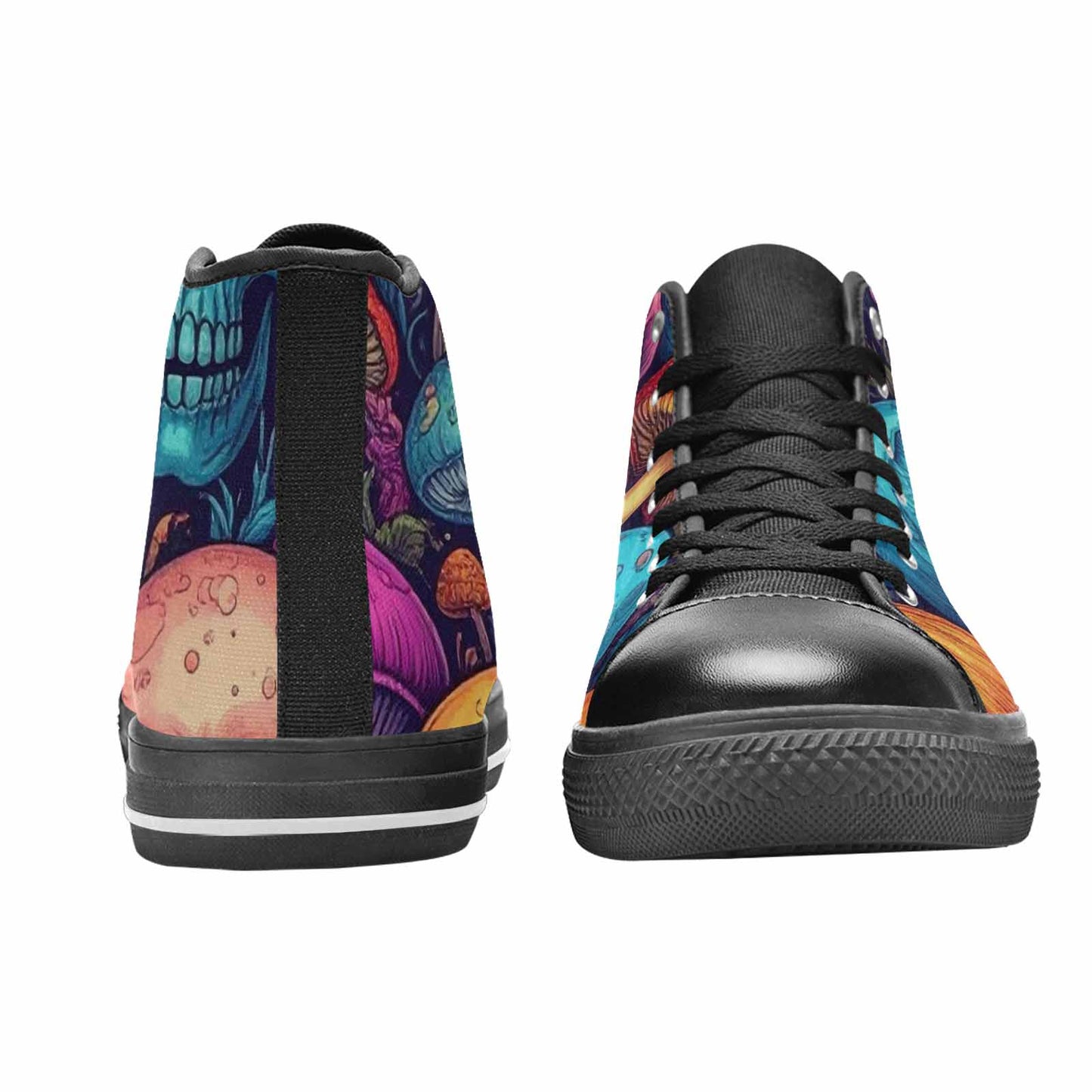 MEN'S Mushroom Skull High Top Canvas Neon Fantasy Sneakers