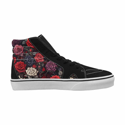 WOMEN'S Black Gothic Rose High Top Canvas Grunge Sneakers