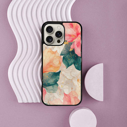 iPhone 16 Pro Max Case — Marble Floral, Custom Phone Case