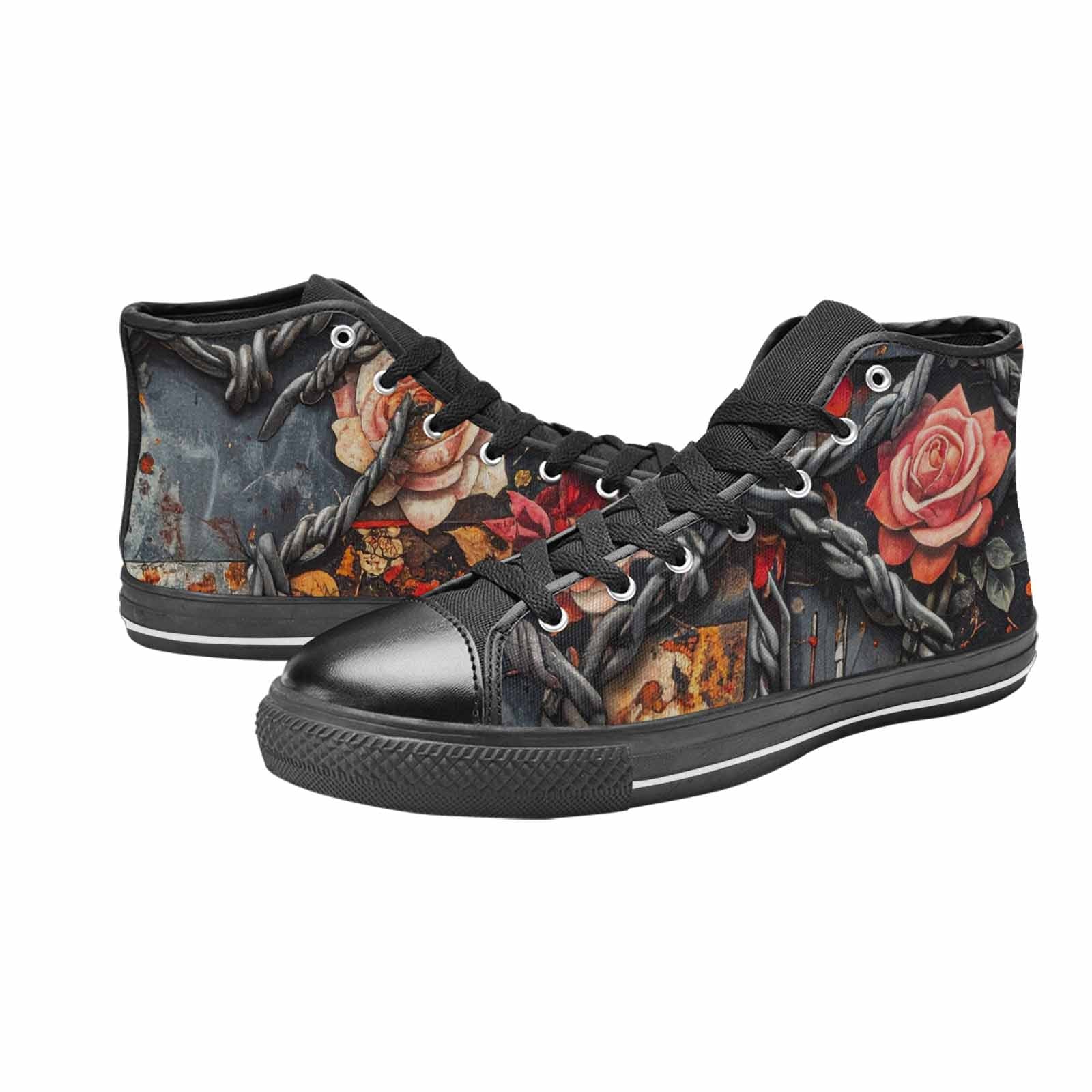 MEN'S Barbed Wire Chain High Top Canvas Neon Fantasy Custom Shoes
