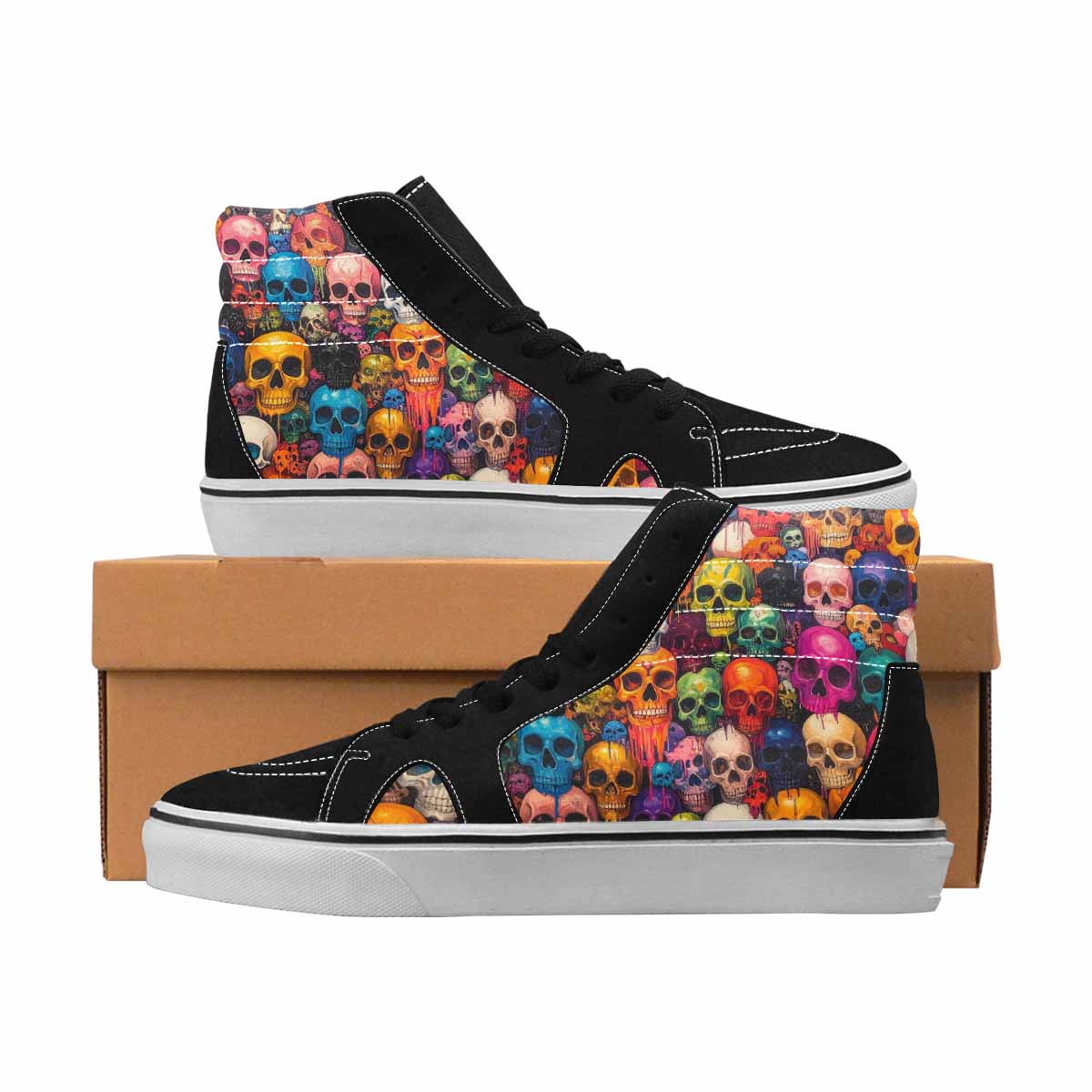 MEN'S Skulls High Top Canvas Artist-designed Dreamcore Custom Sneakers
