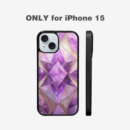 iPhone 15 Case — Amethyst Crystal Art Pattern, Custom Made Phone Cover