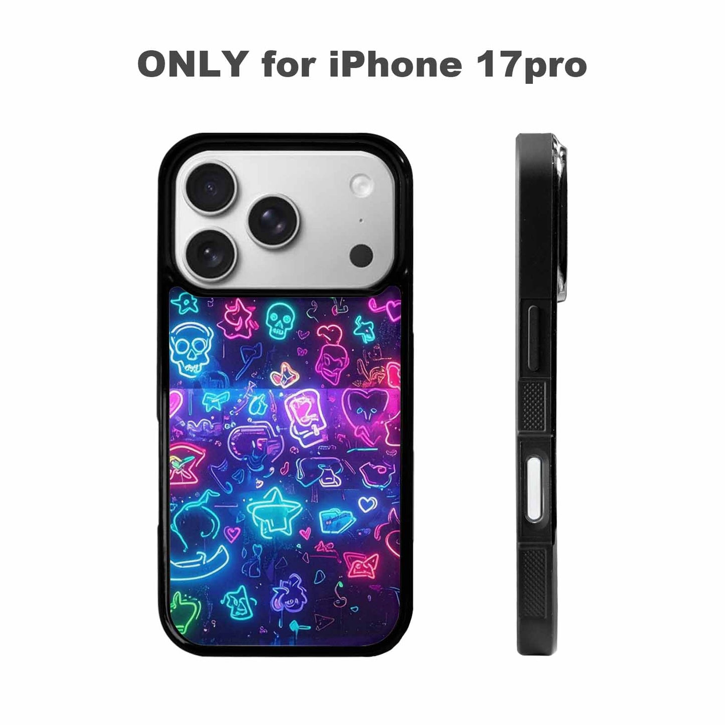 iPhone 17 Pro Case — Neon Glow Sticker Icon Collage Original, Custom Print Case Cover