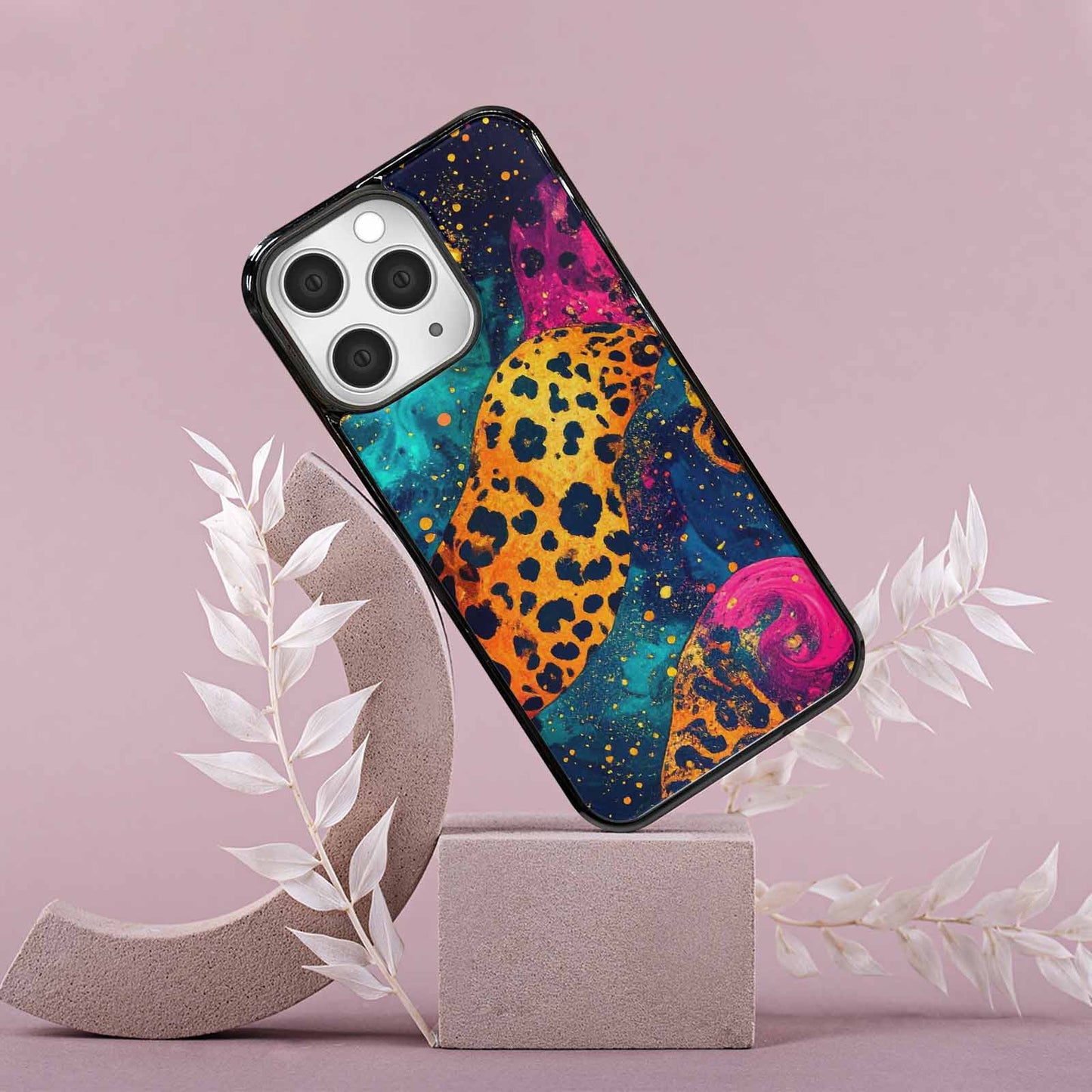 iPhone 15 Pro Max Case — Leopard Print Galaxy, Personalized Phone Case