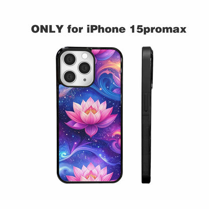 iPhone 15 Pro Max Case — Lotus Galaxy Art Seamless Pattern Vibrant, Customized Protective Case