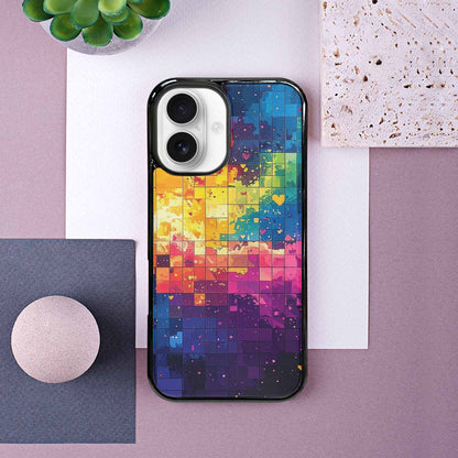 iPhone 16 Case — Pixel Art 8 Bit Burst Pattern, Custom Art Phone Cover