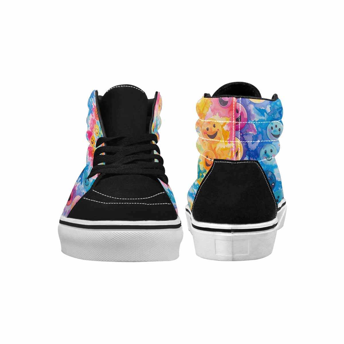 MEN'S Smiley Facessmiley Faces  High Top Canvas Dark Academia Custom Sneakers