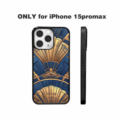 iPhone 15 Pro Max Case — Art Deco Illustration Pattern, Custom Print Case Cover