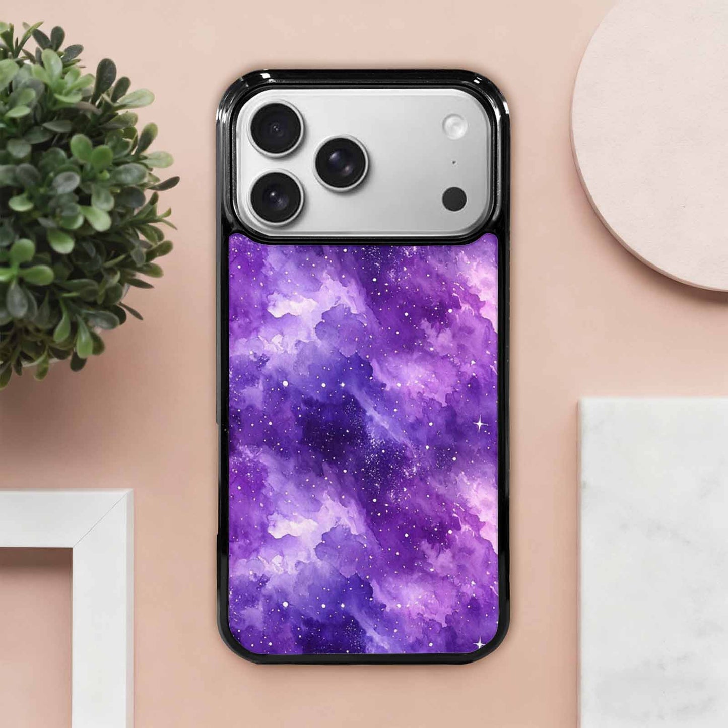 iPhone 17 Pro Max Case — Galaxy Art Purple Nebula Galaxy Space, Custom Printed Phone Case