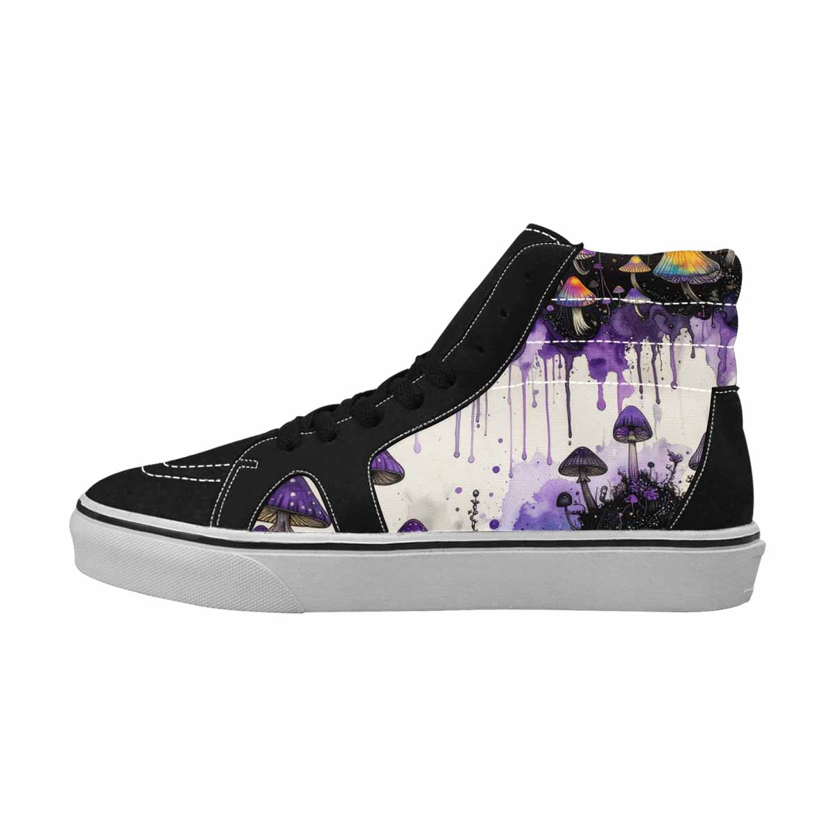 MEN'S Rainbow Drip Mushrooms High Top Canvas Kaleidoscope Custom Sneakers