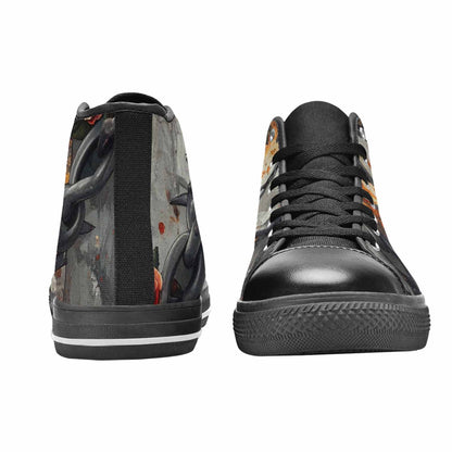 WOMEN'S Barbed Wire Chain High Top Canvas Neon Fantasy Shoes