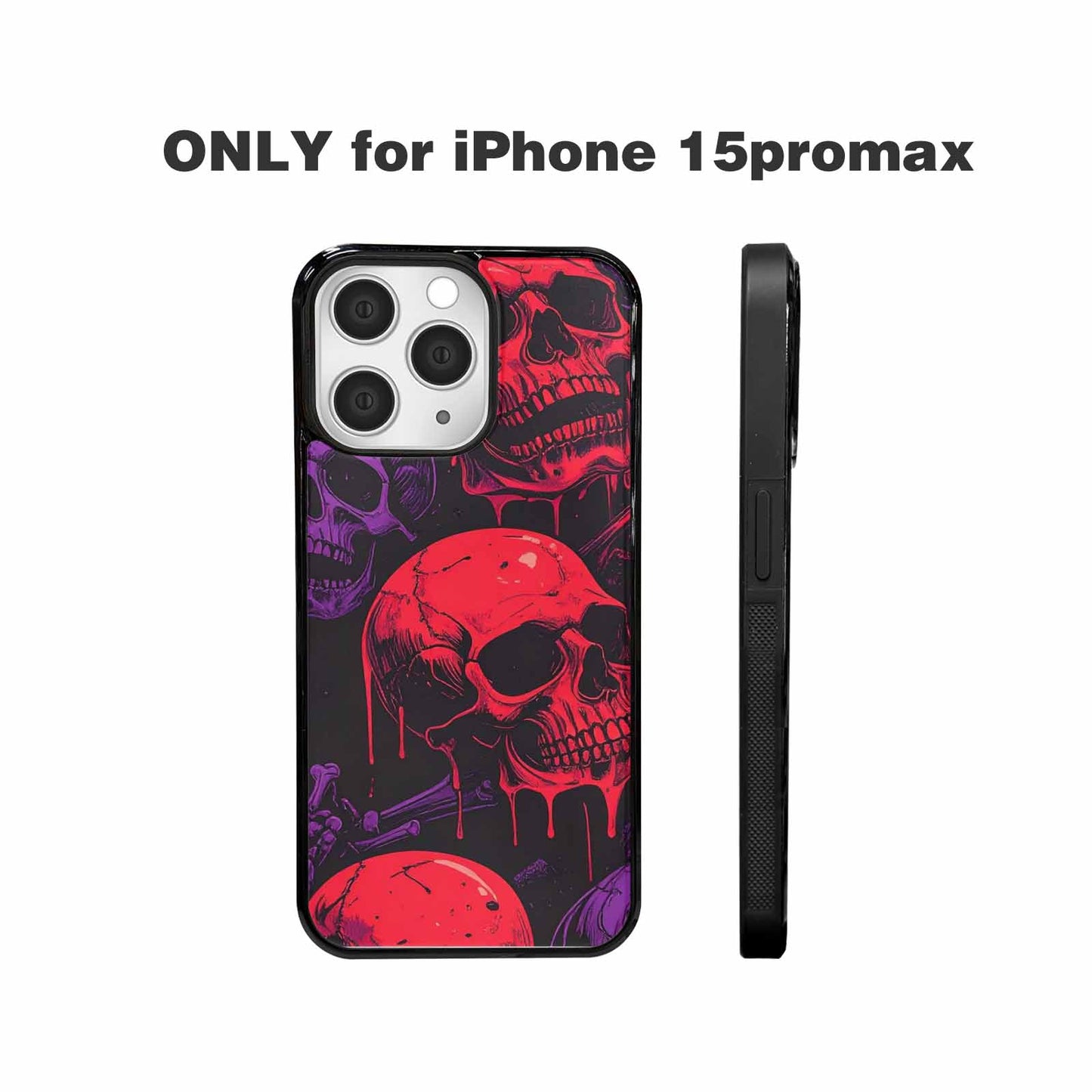 iPhone 15 Pro Max Case — Red Purple Skeletons Neon Drip Melting, Custom Print Case Cover