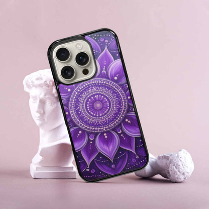 iPhone 16 Pro Case — Purple Mandala Bohemian Print Edge To, Unique Phone Case Design