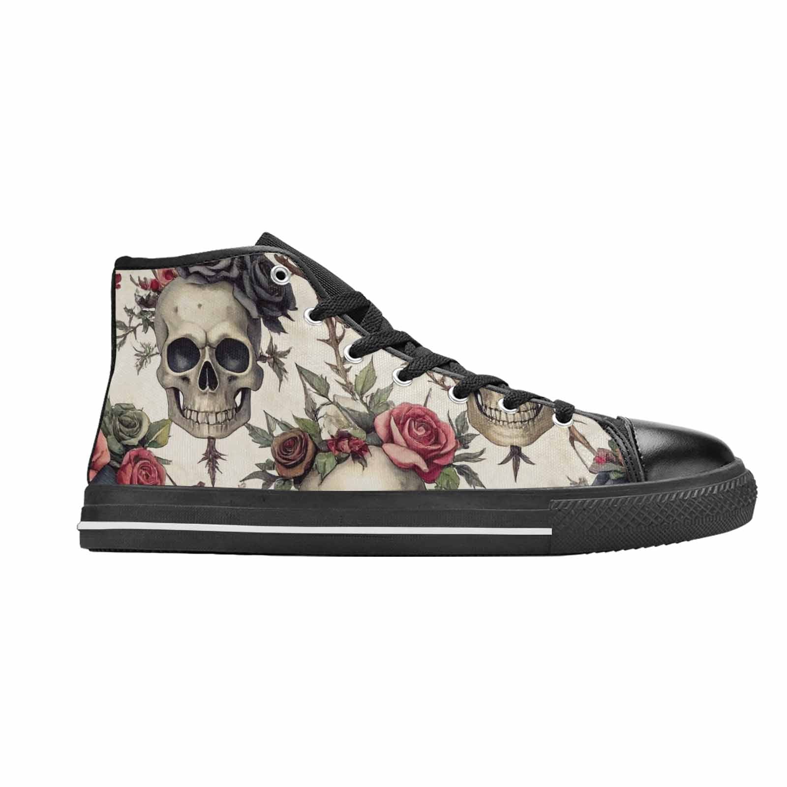 MEN'S Skulls - Roses High Top Canvas Wallpaper Art Custom Shoes