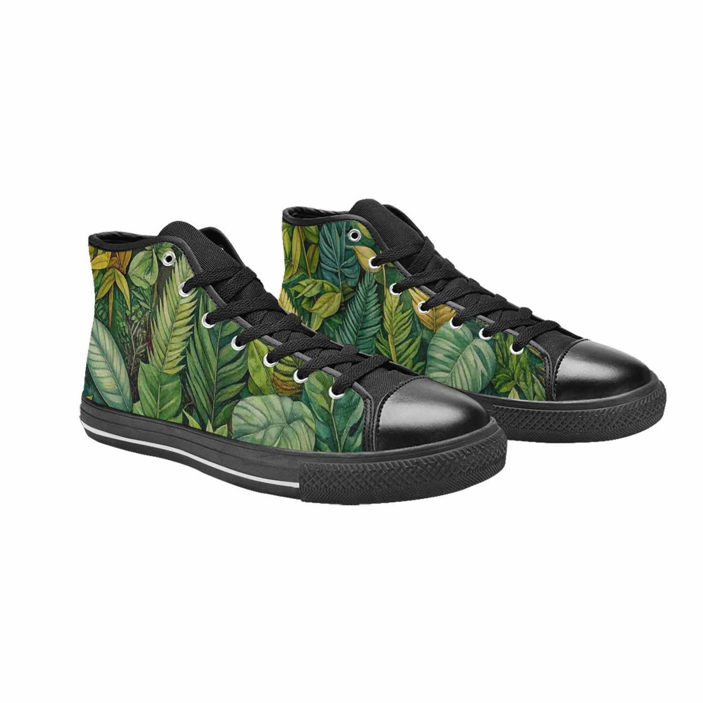 MEN'S Seven-Point Palmate Leaf High Top Canvas Dark Academia Custom Sneakers