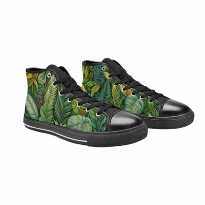 MEN'S Seven-Point Palmate Leaf High Top Canvas Dark Academia Custom Sneakers
