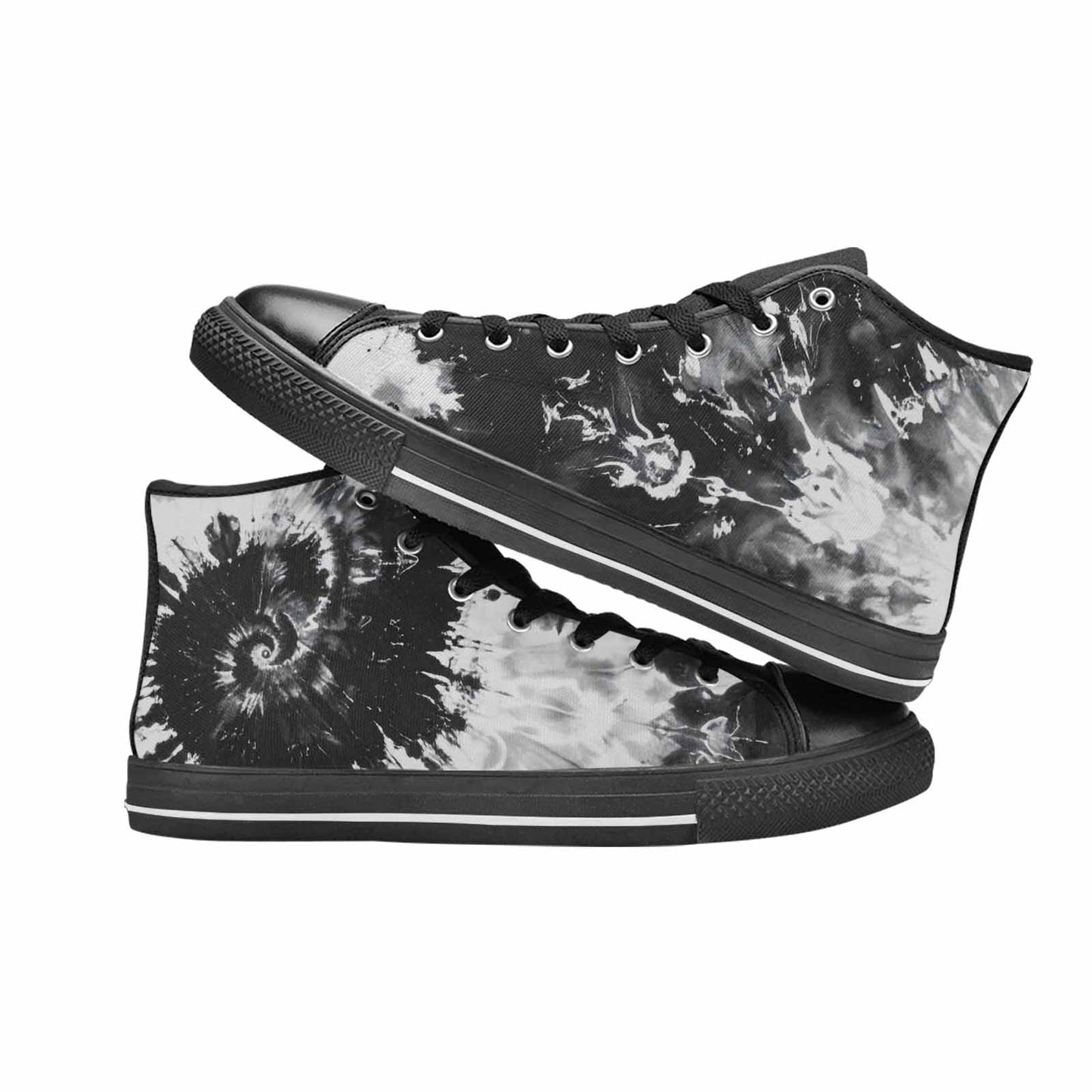 MEN'S Tie Dye Acid Wash Black White High Top Canvas Cottagecore Sneakers