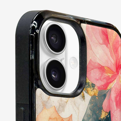 iPhone 16 Plus Case — Marble Floral, Personalized Phone Case