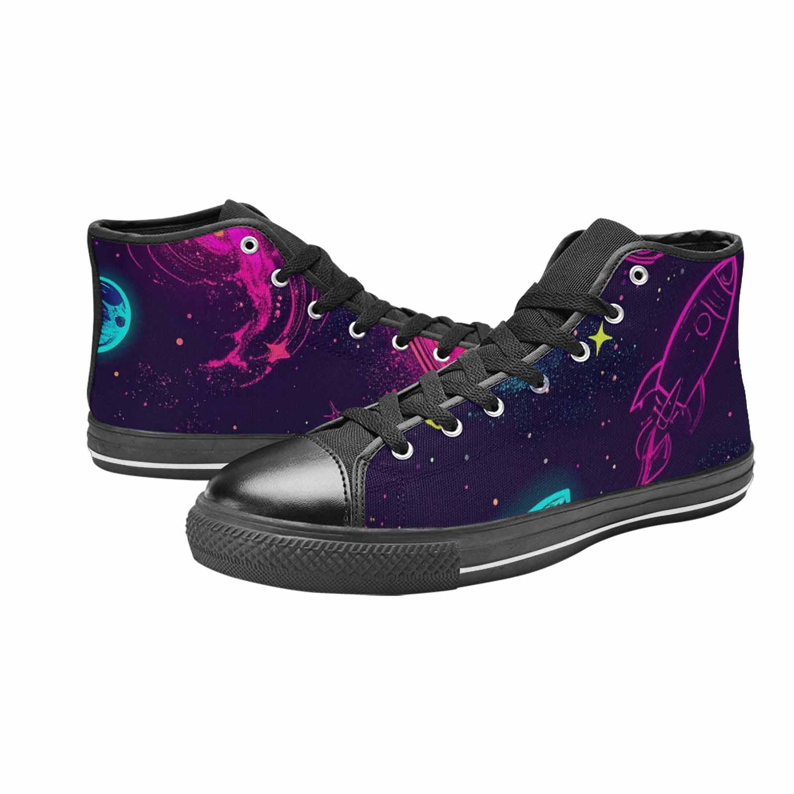 MEN'S Space Galaxy Astronaut High Top Canvas Wallpaper Art Sneakers