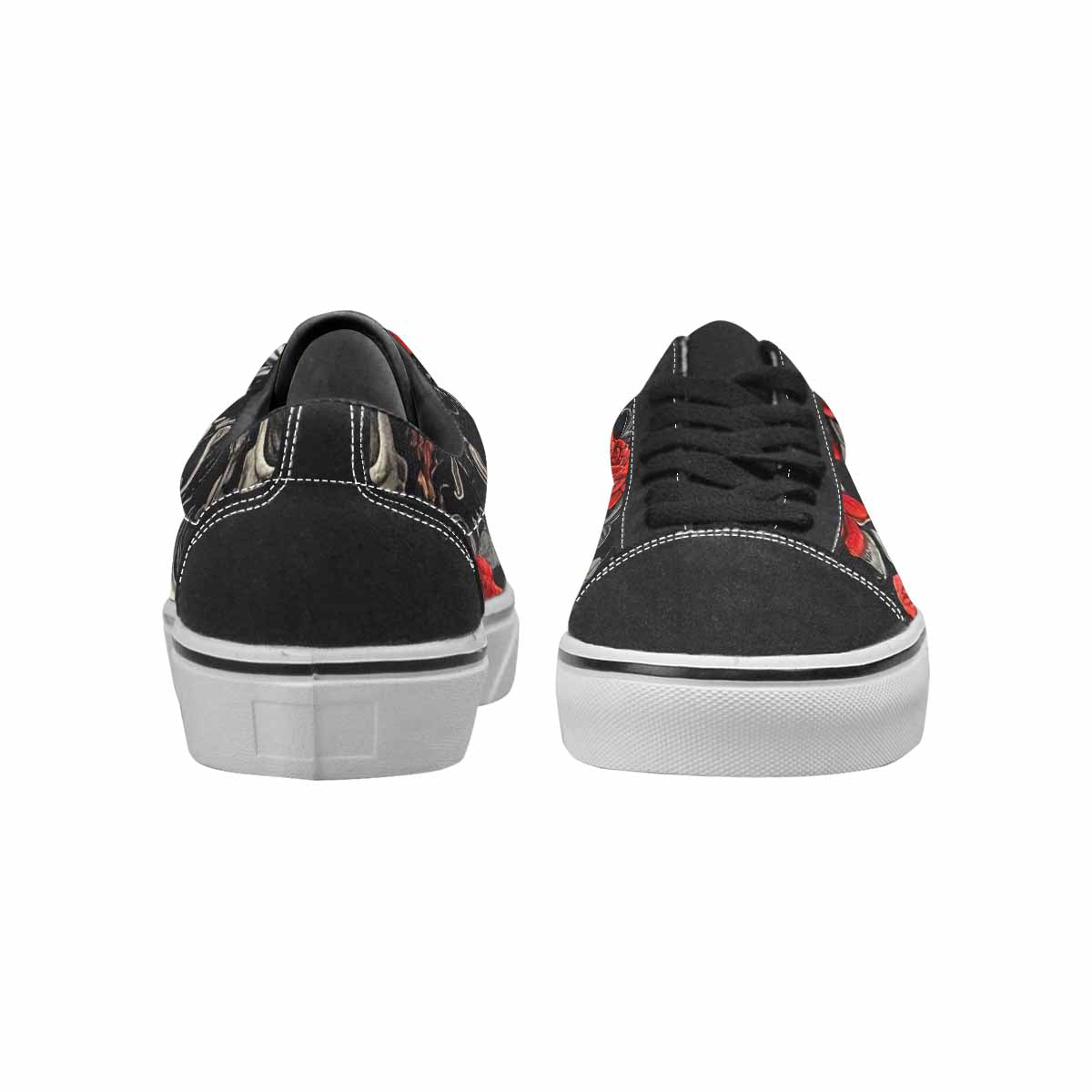 WOMEN'S Skulls Roses Fine Line Canvas Lace-Up Grunge Custom Sneakers
