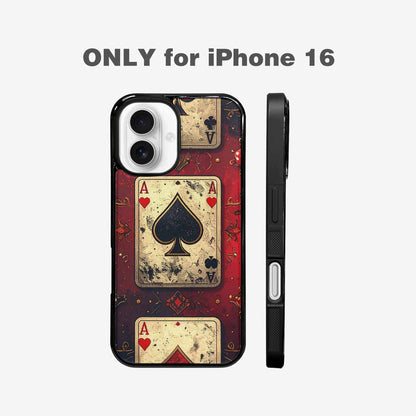 iPhone 16 Case — Playing Card Suits Pattern Poker Chips, Unique Phone Case Design